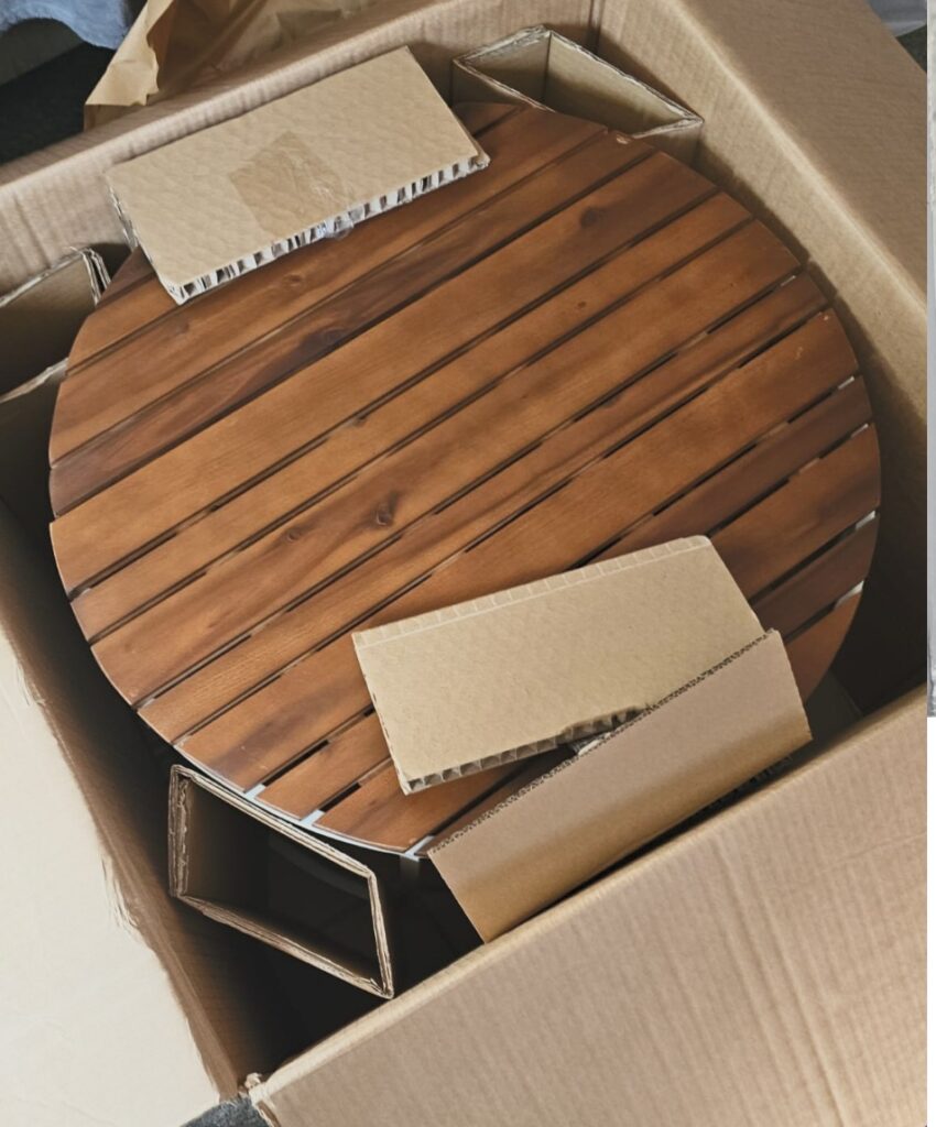Round Wooden Slatted Table